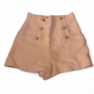 Zara High Waist Peach Shorts with Button Detail